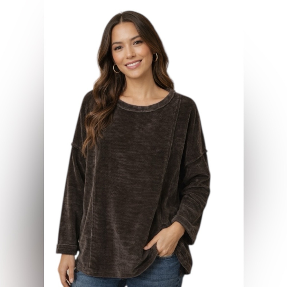 Umgee Dark Brown Knit Sweater